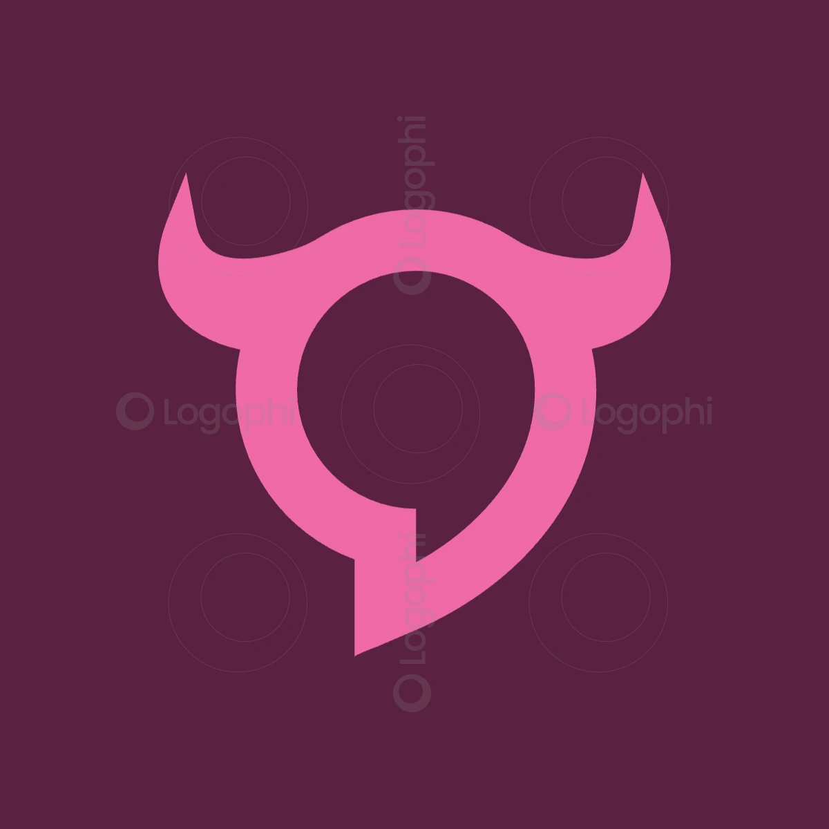 burgundy background pink bull chat logo for sale