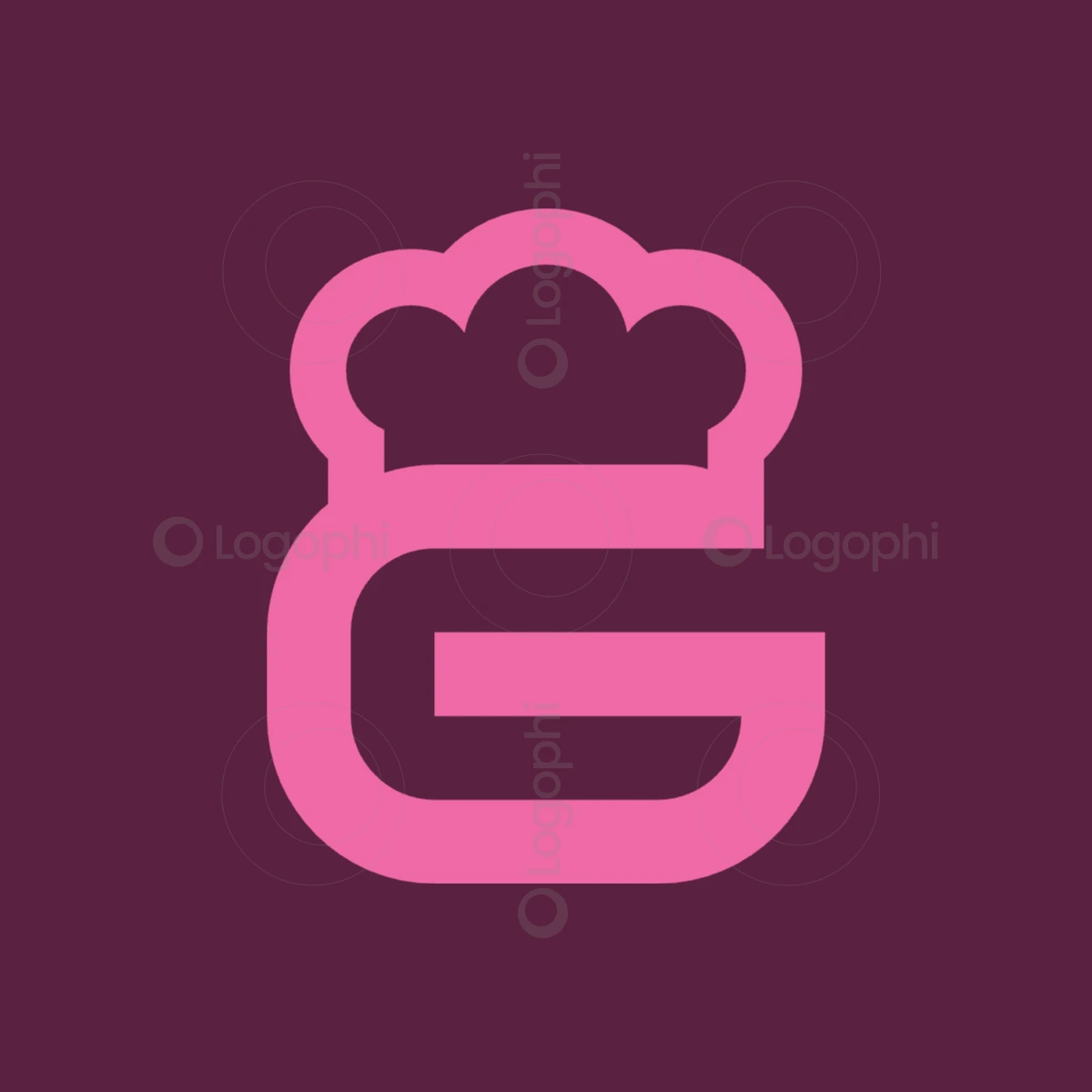 burgundy background pink chef g logo for sale