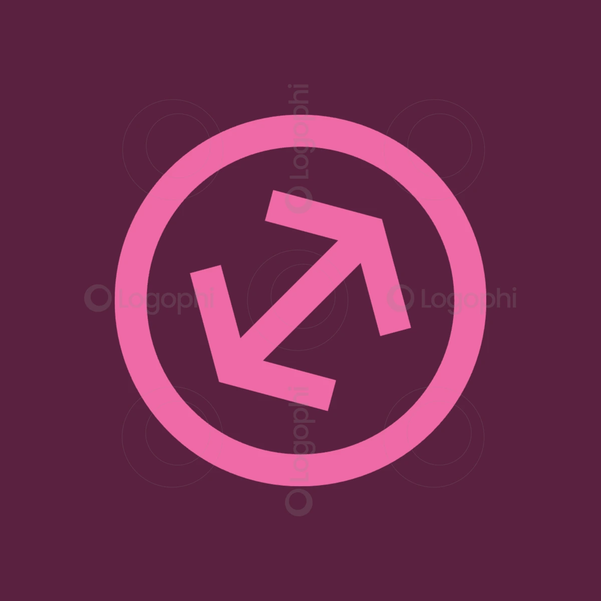 burgundy background pink h arrows circle logo for sale