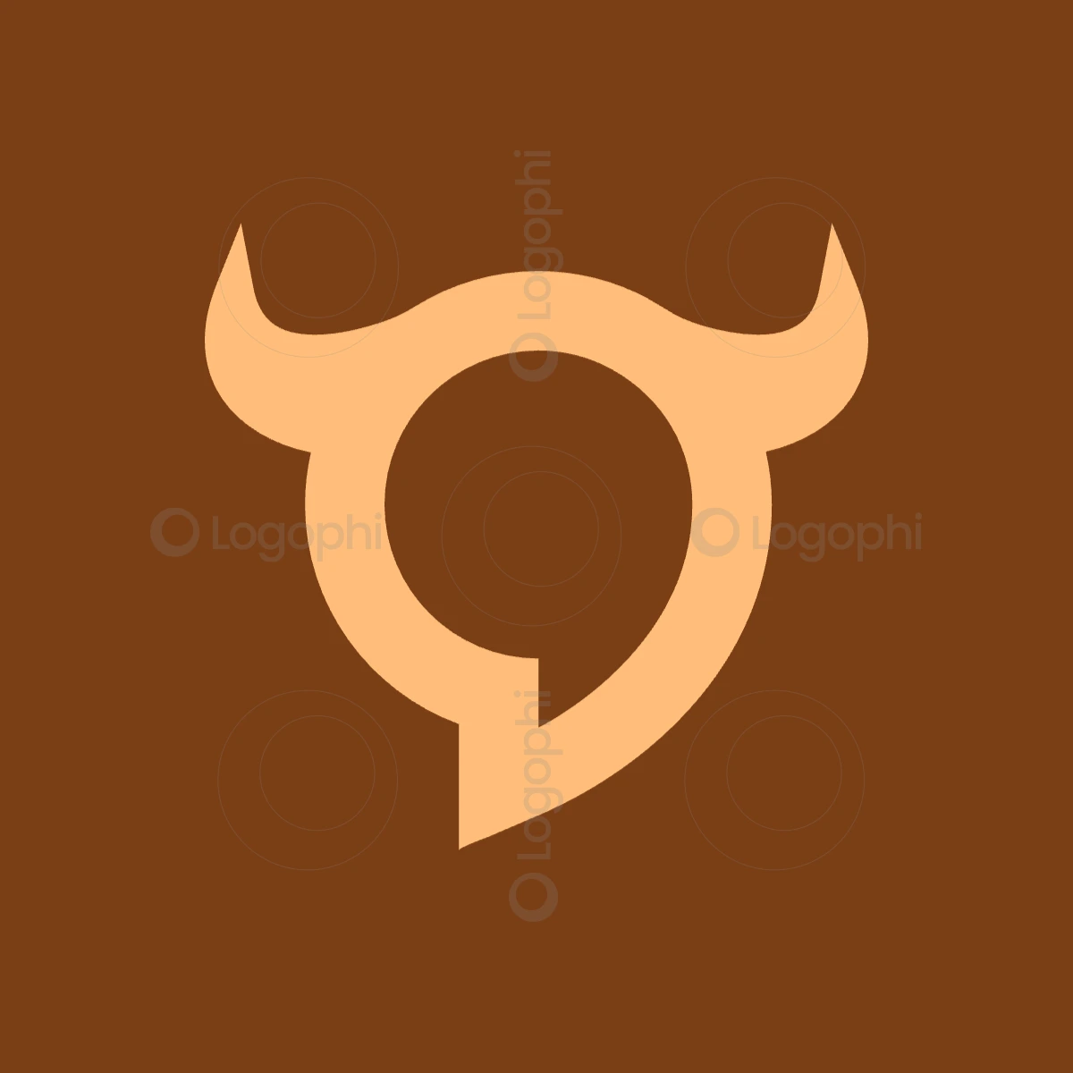 burnt orange background peach bull chat logo for sale