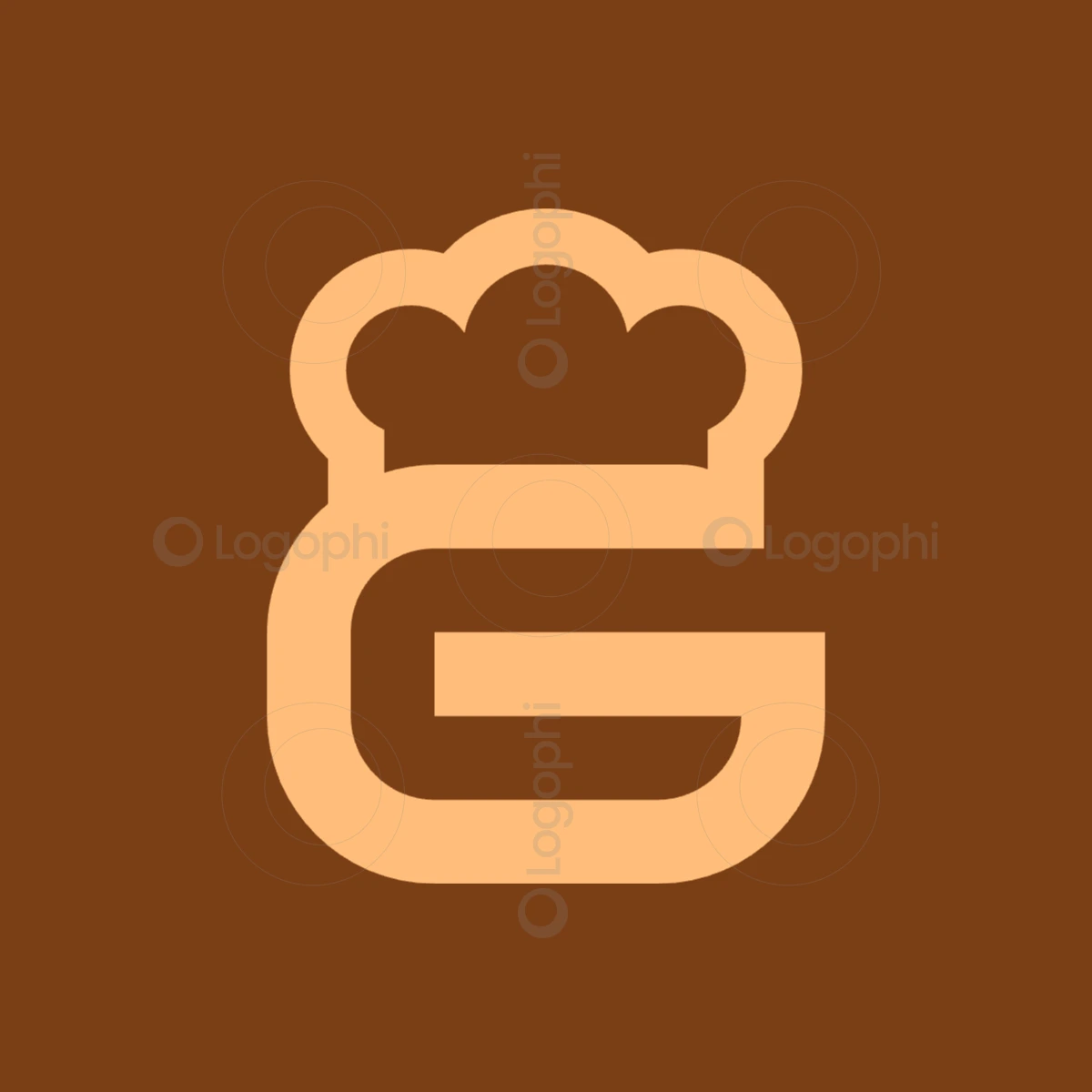 burnt orange background peach chef g logo for sale