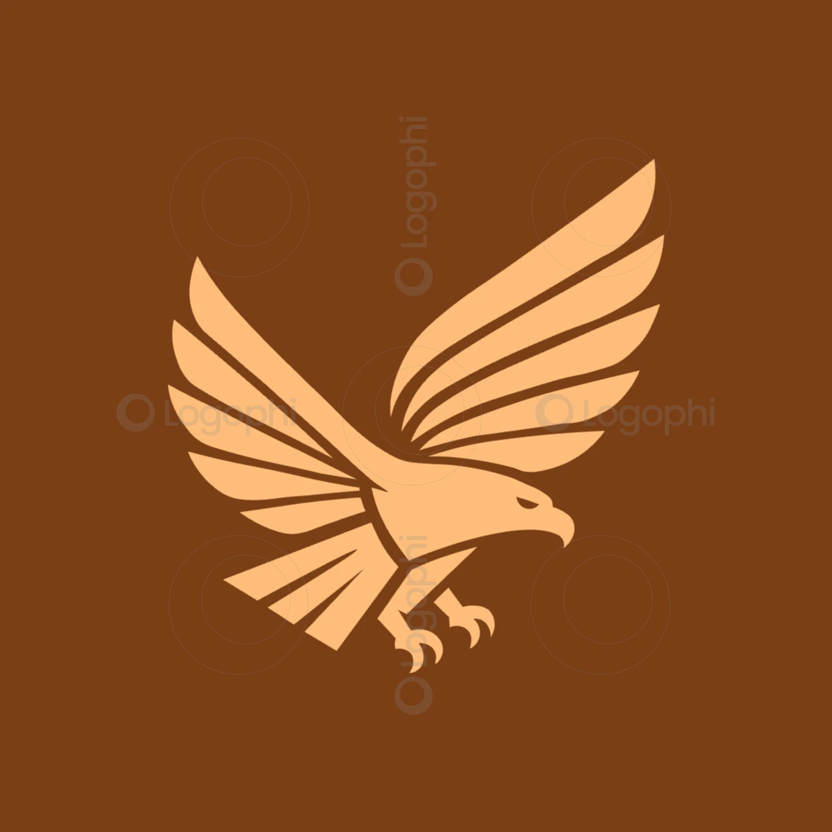 burnt orange background peach flying hawk logo for sale