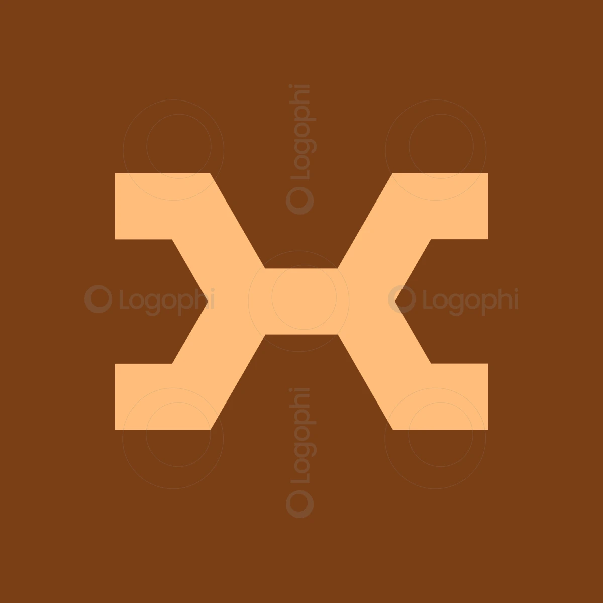 burnt orange background peach h wrench logo for sale