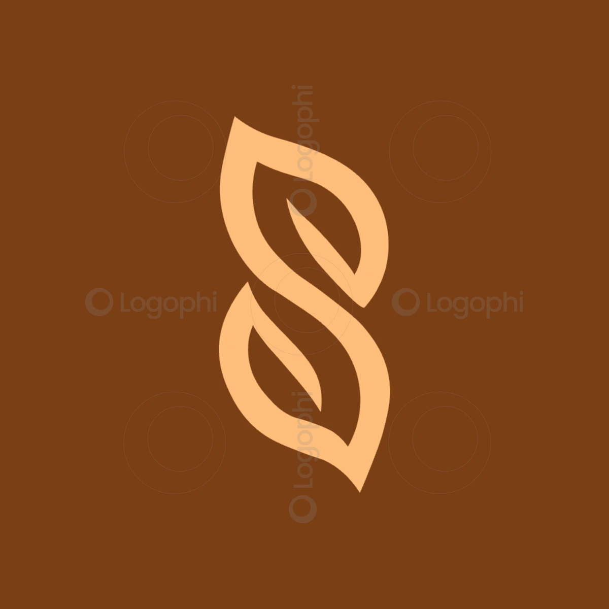burnt orange background peach s organic leaf logo for sale
