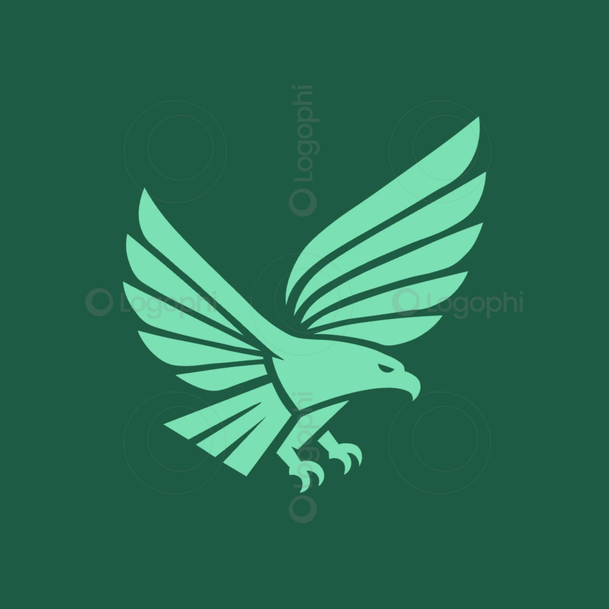 forest background mint flying hawk logo for sale