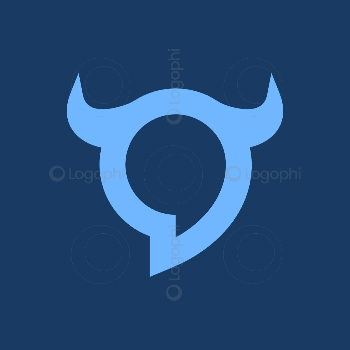 navy background light blue bull chat logo for sale