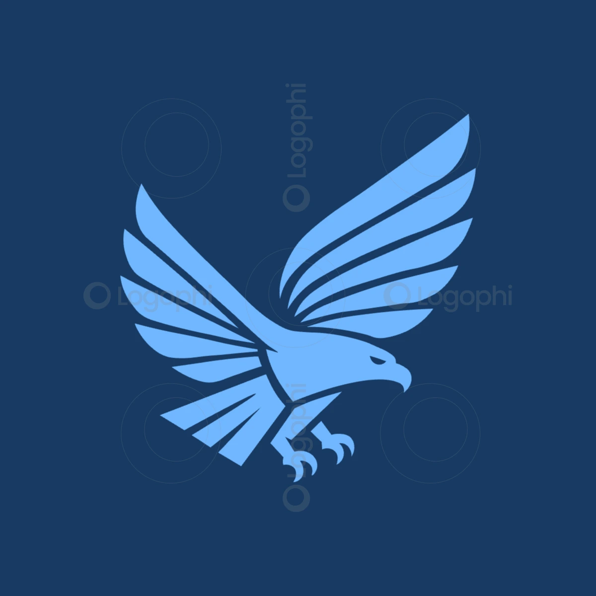 navy background light blue flying hawk logo for sale