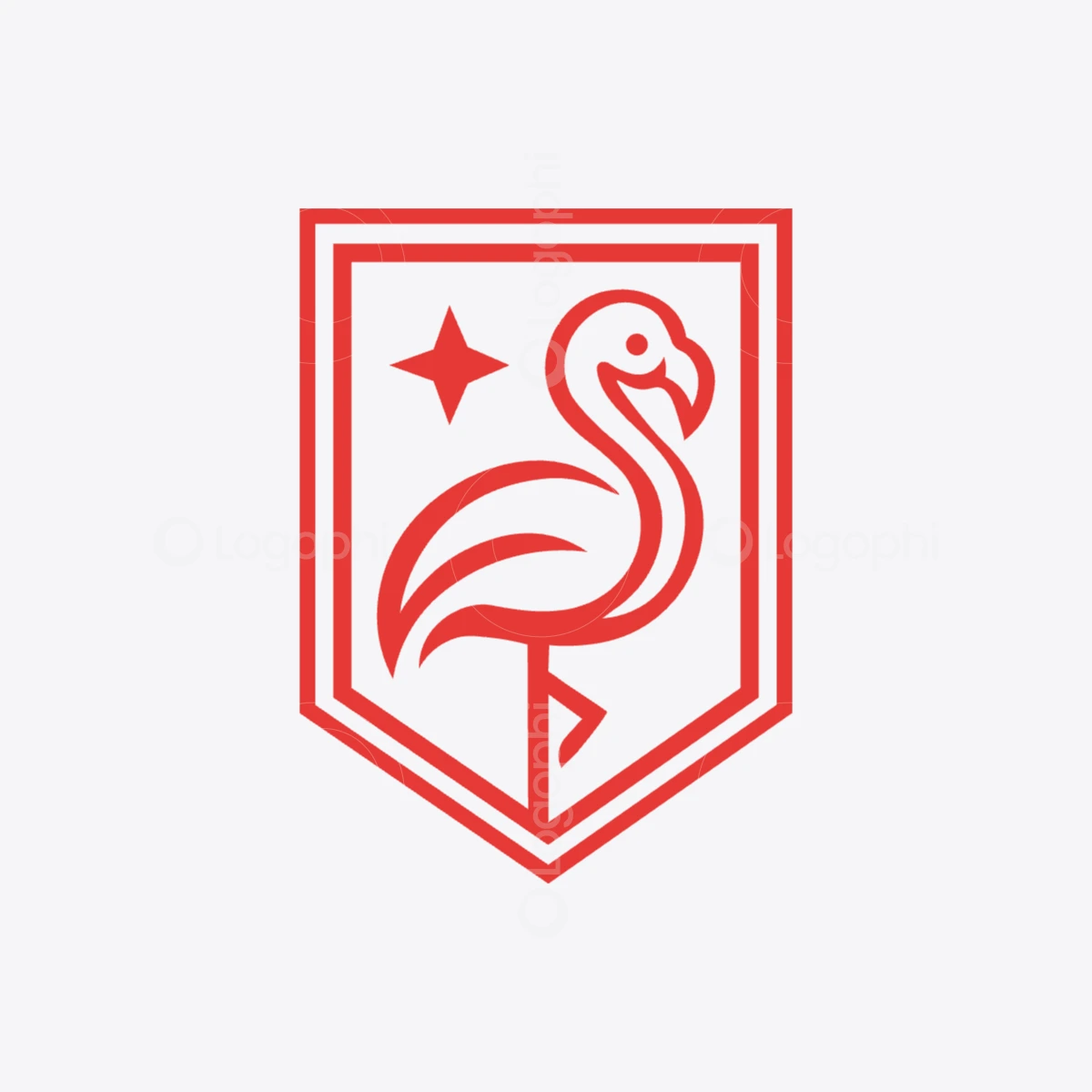 red flamingo shield logo for sale